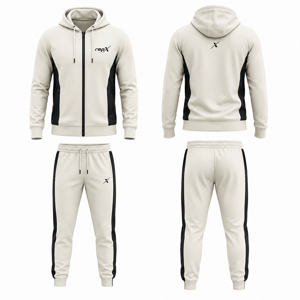 repX Beige Premium Panelled Dry-Fit Tracksuit Set