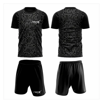 RepX Black Pixel Football Kit | Premium Team Football Jersey & Shorts