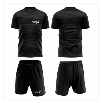 RepX Black Football Kit | Premium Team Football Jersey & Shorts