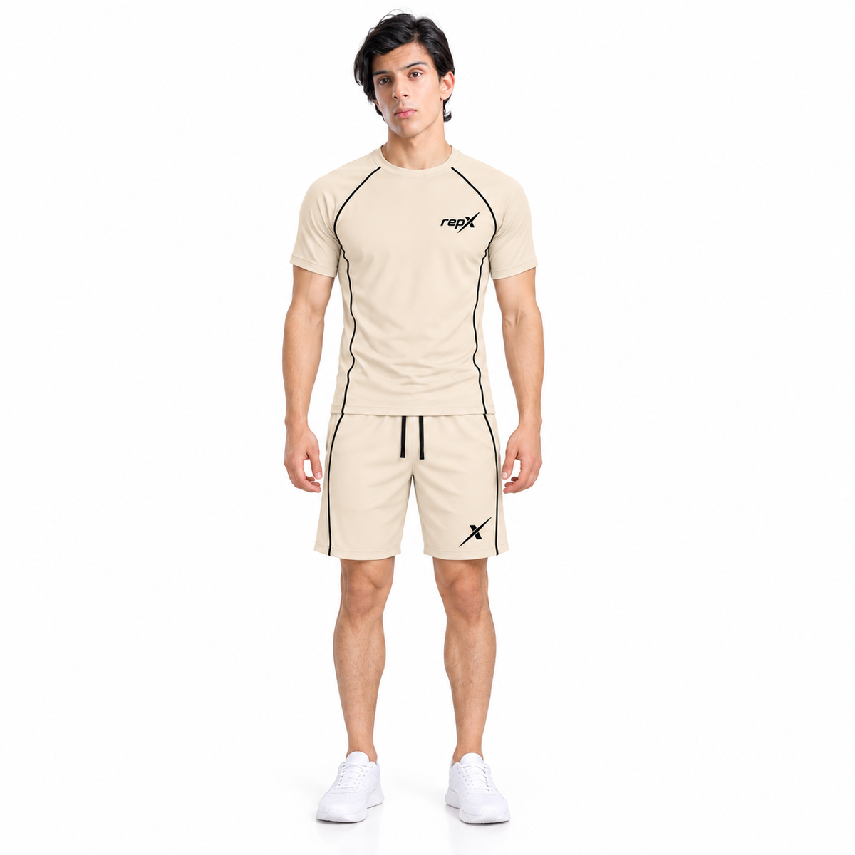 Repx Casual Performance Tee & Shorts Set -Beige