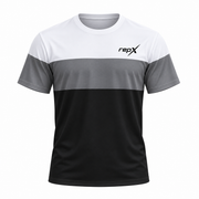 RepX Active Tee – White, Grey & Black Color Block
