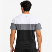RepX Active Tee – White, Grey & Black Color Block