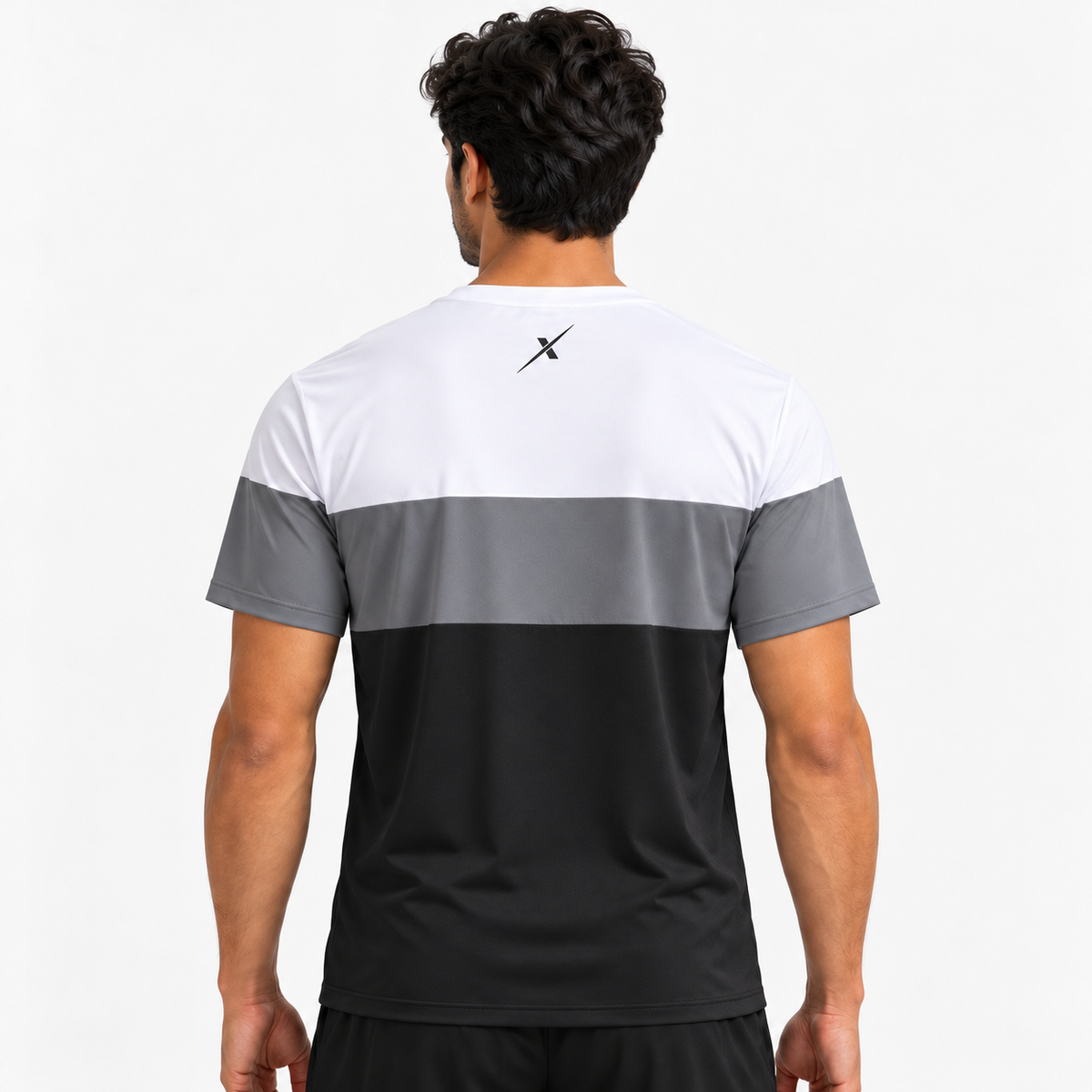 RepX Active Tee – White, Grey & Black Color Block
