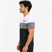 RepX Active Tee – White, Grey & Black Color Block
