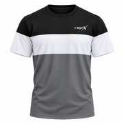 RepX Active Tee – Black, White & Grey Color Block