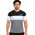 RepX Active Tee – Black, White & Grey Color Block