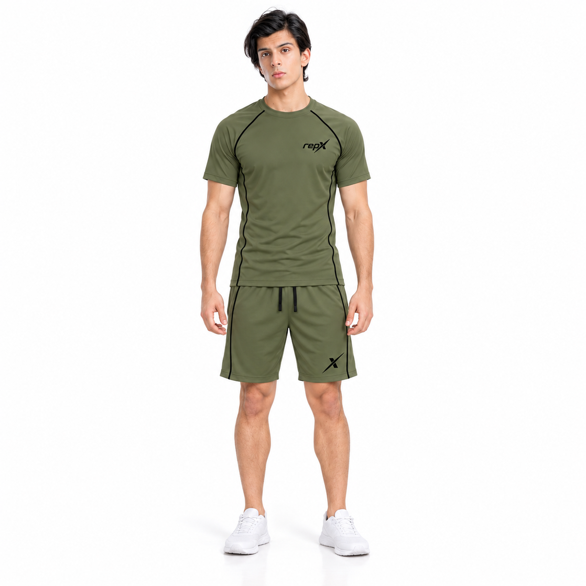 Repx Casual Performance Tee & Shorts Set - Olive Green