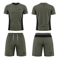Premium Mesh Fabric Gymwear Suit Kit Lightweight Performance Training Set - Olive Green