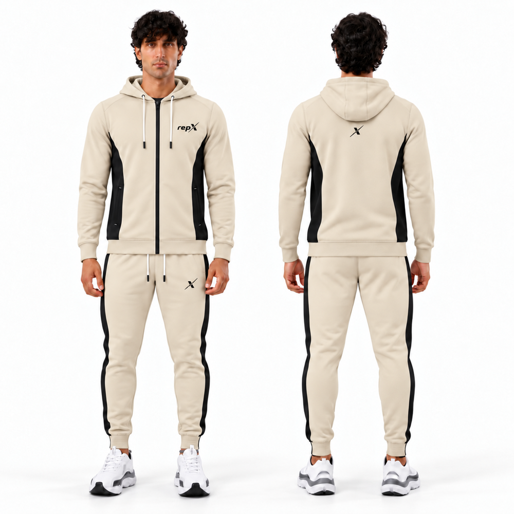 repX Beige Premium Panelled Tracksuit, image 1 of 2