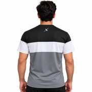 RepX Active Tee – Black, White & Grey Color Block