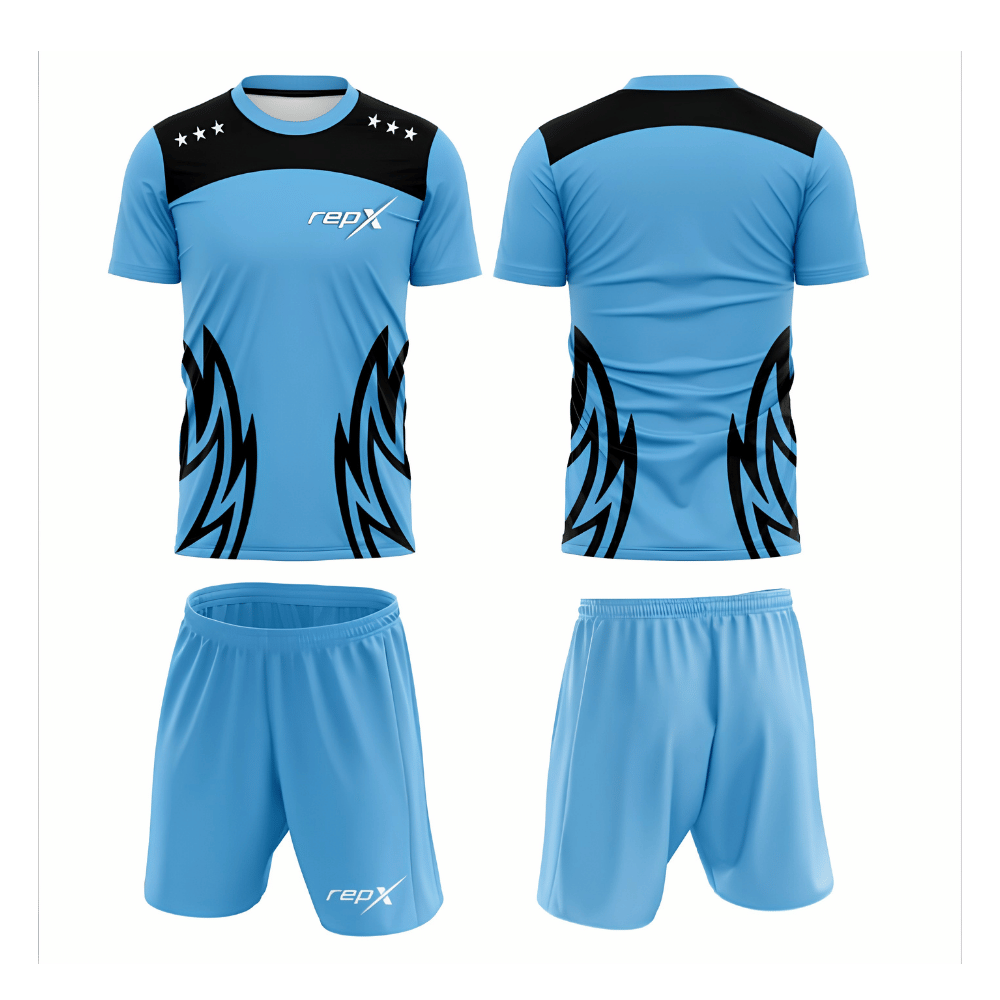 RepX Sky Blue & Black Football Kit | Premium Team Football Jersey & Shorts