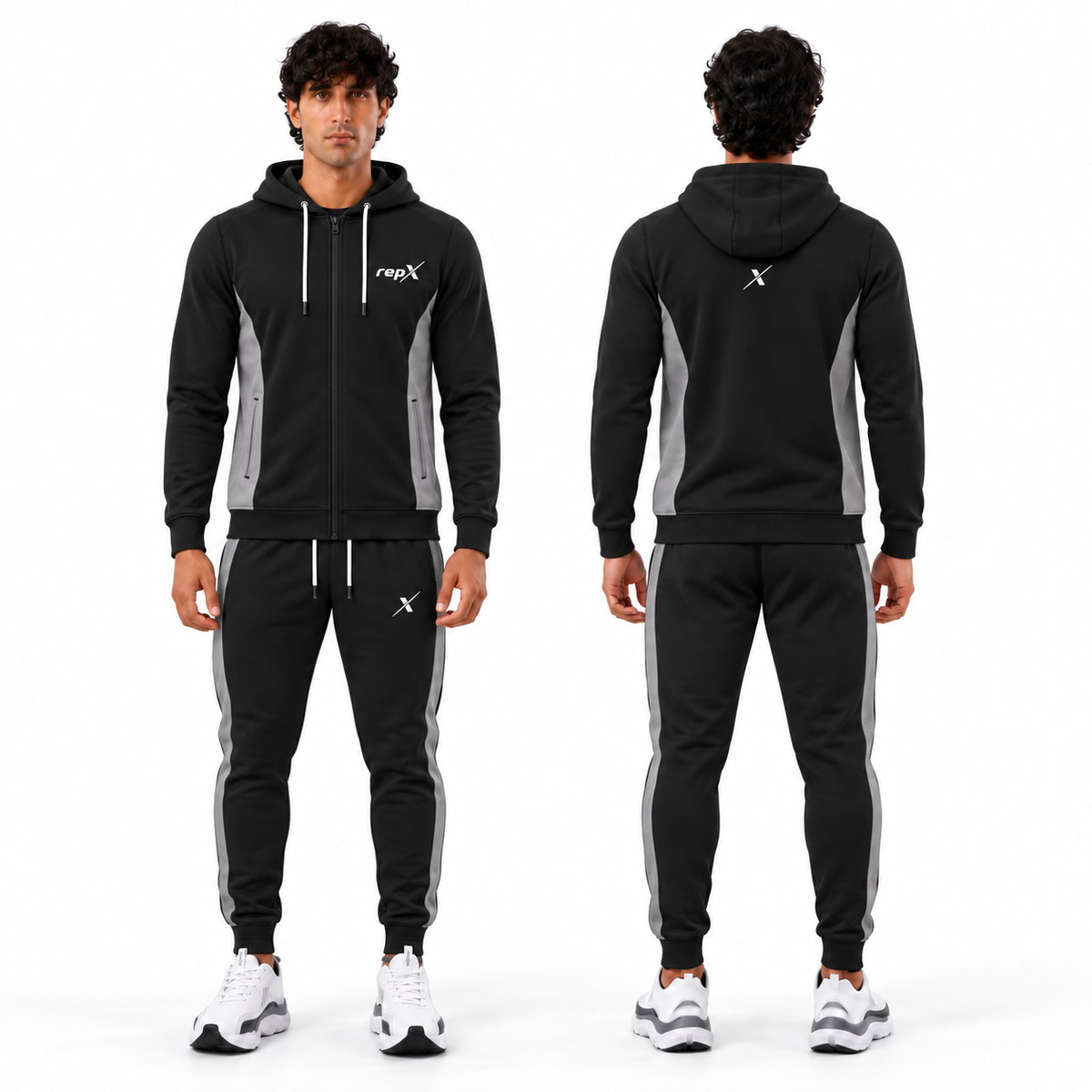 repX Black Premium Panelled Tracksuit, image 1 of 2