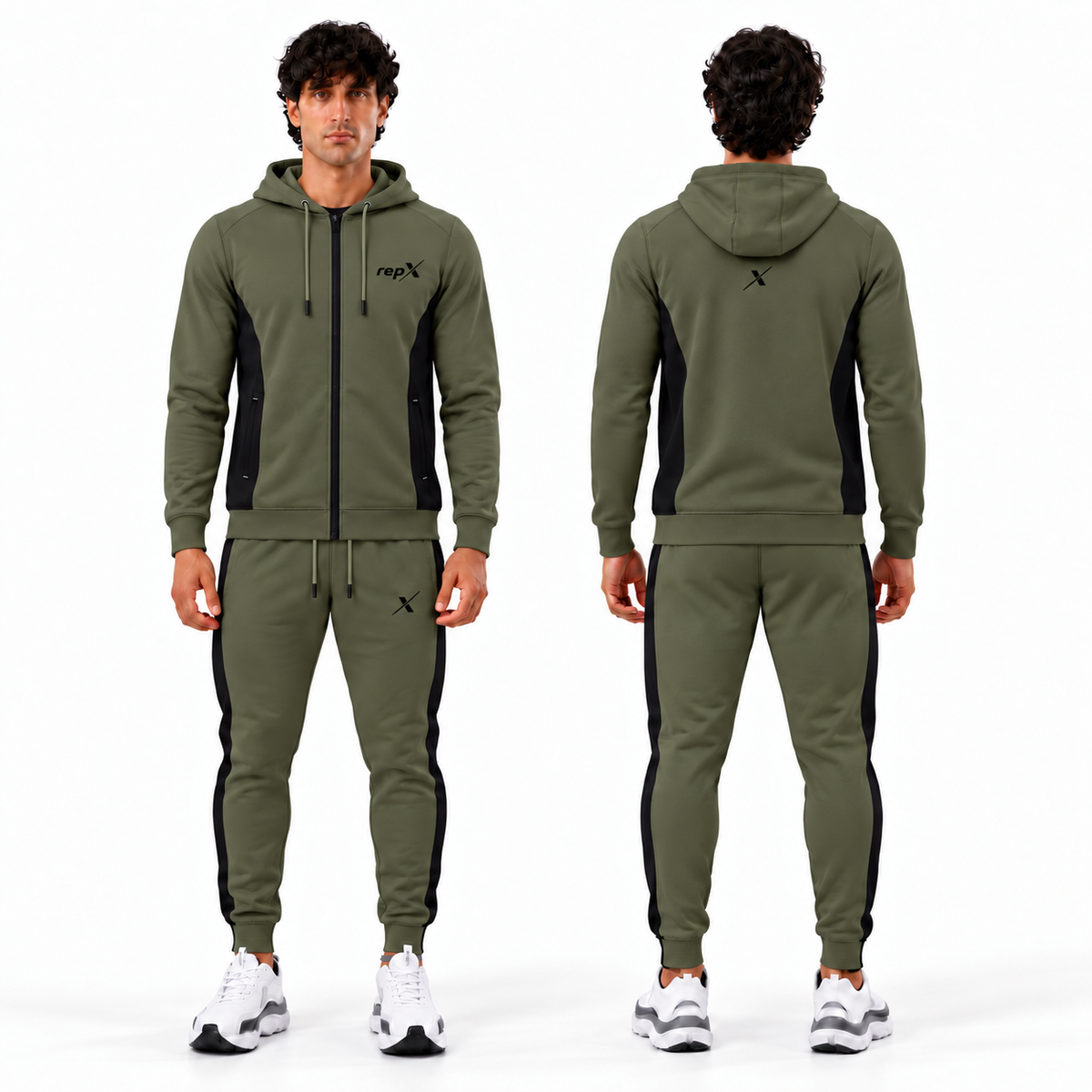 repX Olive Green Premium Panelled Tracksuit, image 1 of 2