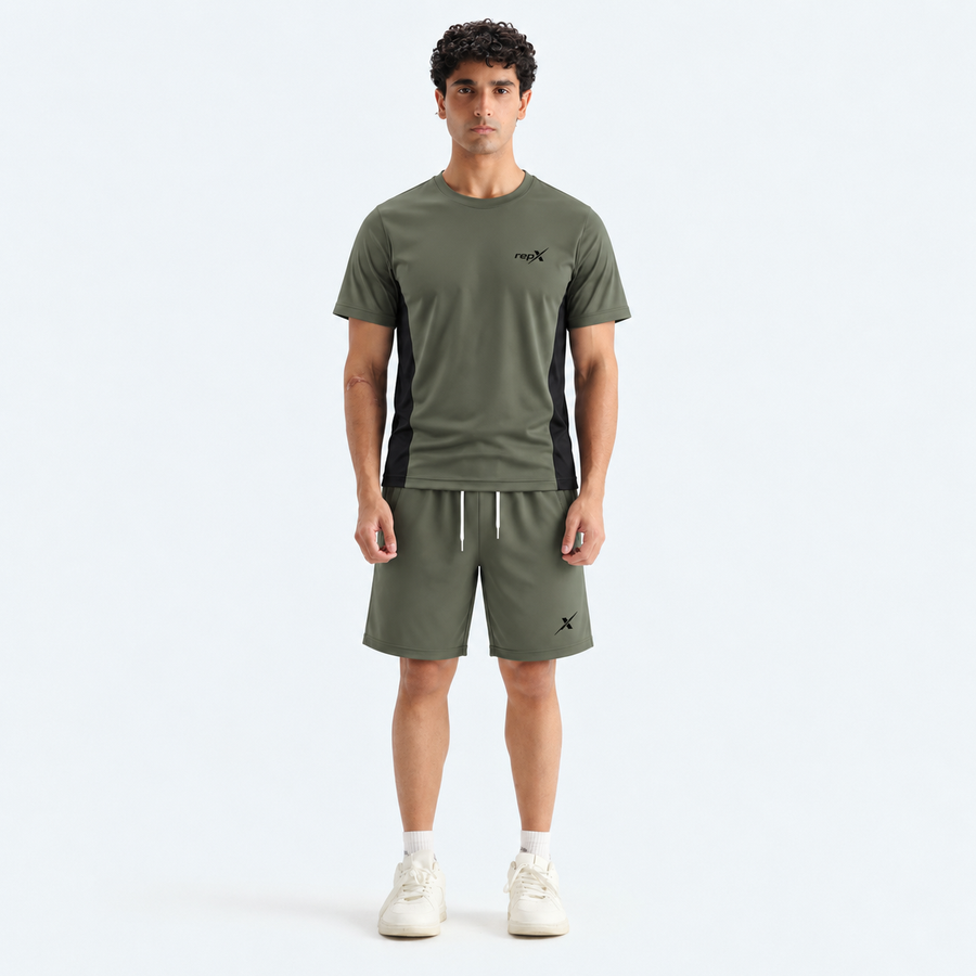 Repx Elite Panel Tee & Shorts Set - Olive Green
